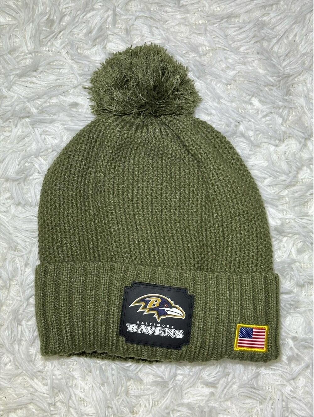 Baltimore Ravens New Era Salute To Service NFL Knit Pom Beanie Hat - One Size